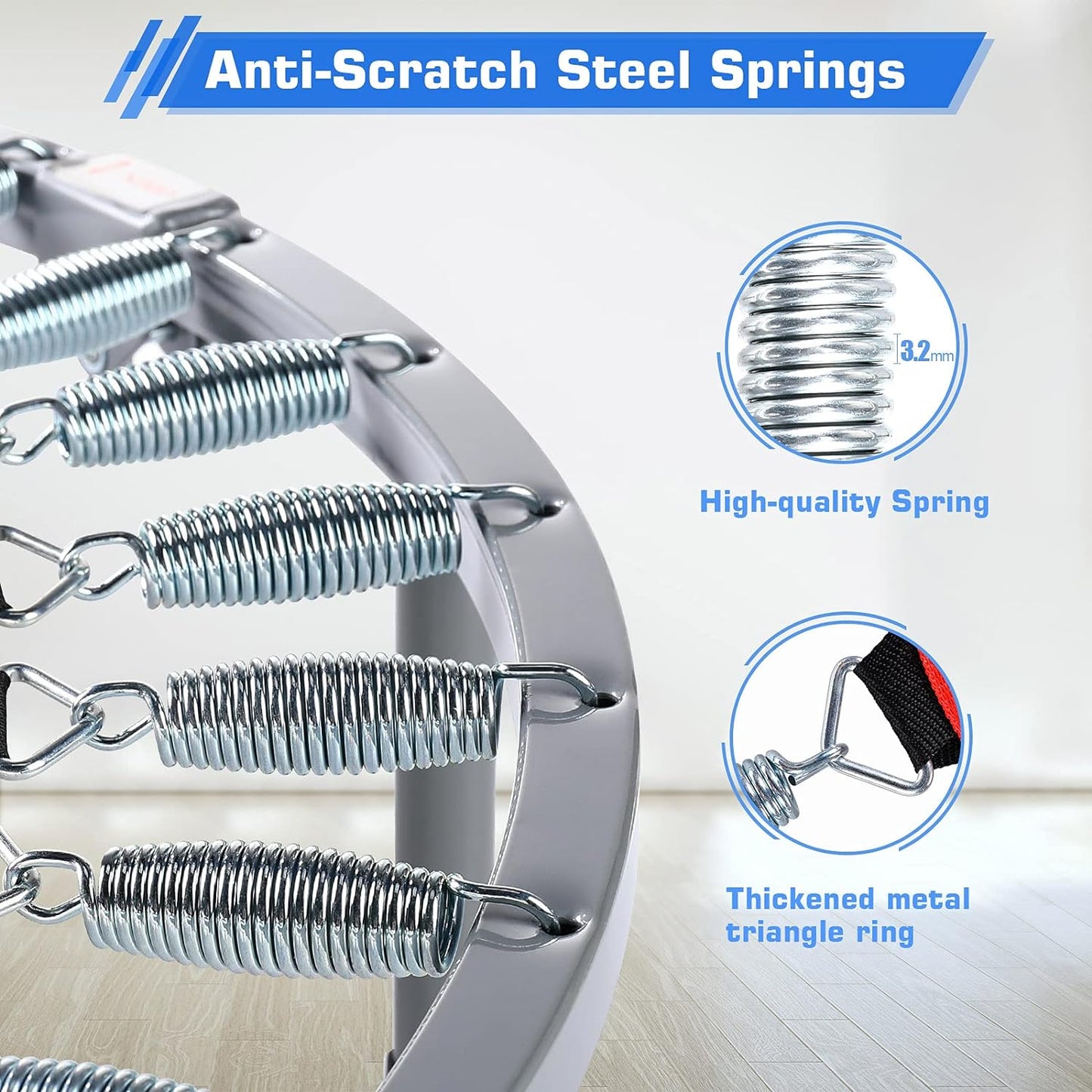כותרת: BCAN 250KG טרמפולינה קטנה מתקפלת, 120CM טרמפולינת כושר עם חבלי באנג׳י, צורת U/T ידיות ספוג מתכווננות, אימון יציב ושקט ילדים מבוגרים פנים/חוץ ספורט