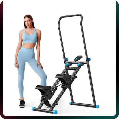 מתקן הסטפר עם כידון לאימון גוף מלא, קיבולת 150 ק"ג, מכשיר כושר קומפקטי לאימוני אירובי עם דוושות מתכווננות, מתקן טיפוס אנכי לחדר כושר ביתי,