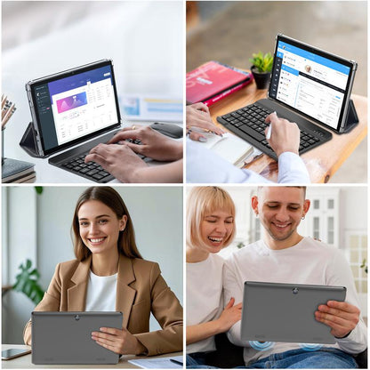 טאבלט, טאבלט אנדרואיד 2025 עם מקלדת, 14GB+265GB+1TB, טאבלטים סלולריים 4G עם חריץ סים כפול, טאבלטים 2 ב-1 בגודל 10.1 אינץ' עם אוקטה ליבות ומסך Incell, Wifi 5G, 7000 מיליאמפר/שעה, נעילת פנים, עכבר, כיסוי
