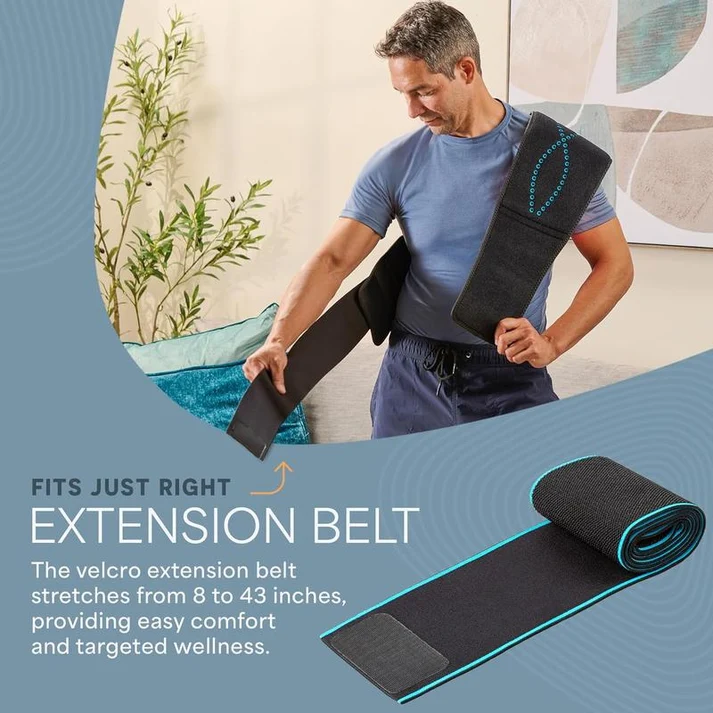 חגורת טיפול באור – אחריות לכל החיים – אור אדום 660nm + אור NIR 850nm – 105 נורות LED משולשות – לתמיכה בעור ובשרירים – עיצוב עוטף ונייד – שלט רחוק