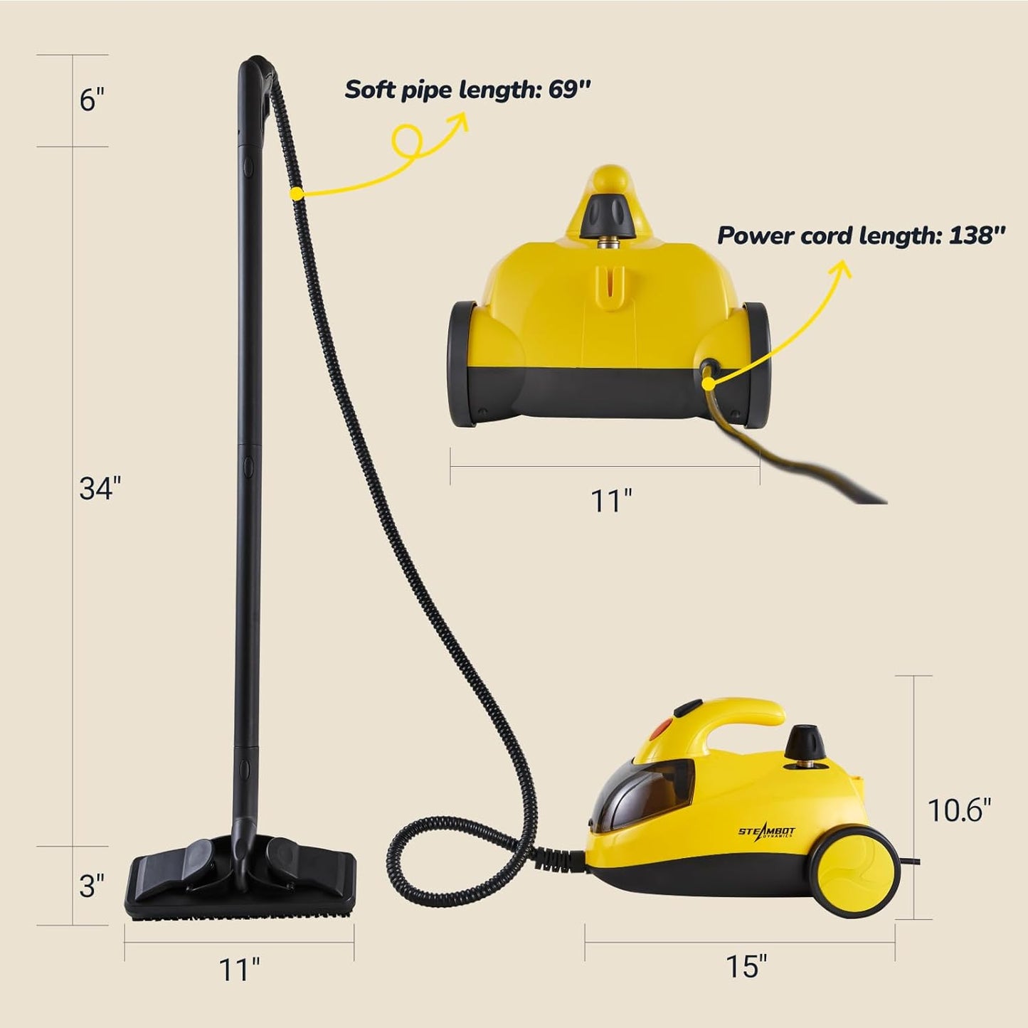 מכשיר לניקוי בקיטור, 28 אביזרים, מיכל מים גדול בנפח 2 ליטר המספיק לניקוי ממושך, לחץ מים עוצמתי של 66 PSI , ניקוי עמוק ונטול כימיקלים של מטבחים, חדרי אמבטיה ורכבים, מחטא, מנקה ומסיר שומן, לכלוך וזיהומים