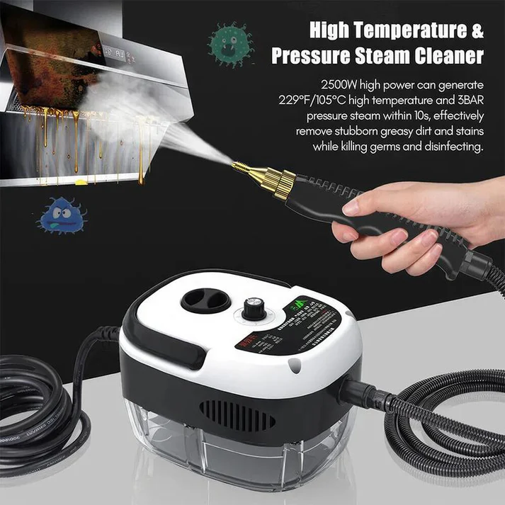 מנקה קיטור ידני 2500W לרכב ולבית – ניקוי עוצמתי בטמפרטורה גבוהה עם עיצוב נייד ורב-שימושי
