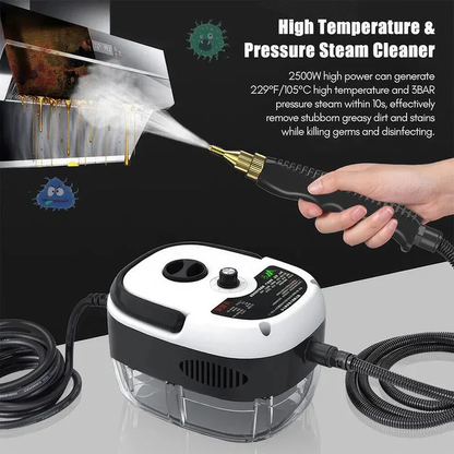 מנקה קיטור ידני 2500W לרכב ולבית – ניקוי עוצמתי בטמפרטורה גבוהה עם עיצוב נייד ורב-שימושי