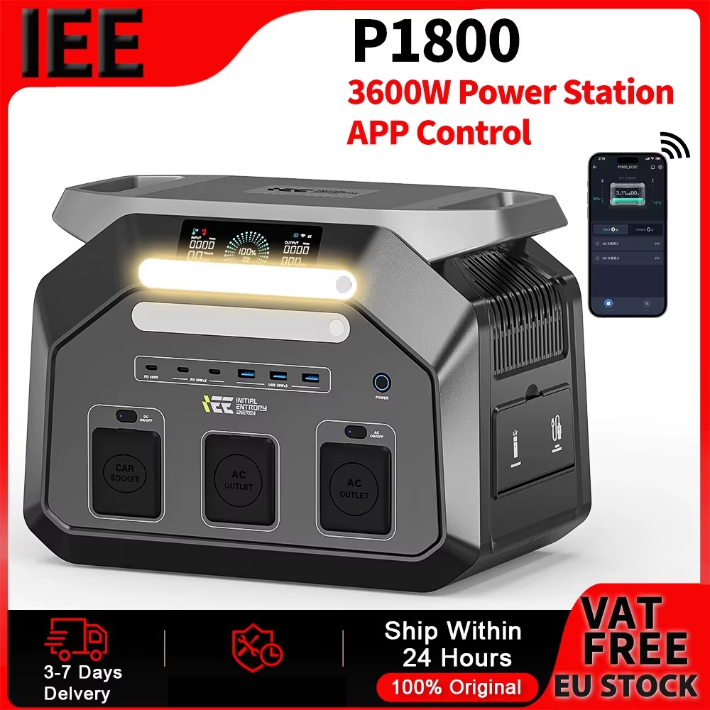 תחנת כוח ניידת 1800W (3600W שיא), תחנת טעינה, סוללת גיבוי, 11 יציאות, שקע ישראלי, אחריות ל-5 שנים, עם אפליקציה לנייד